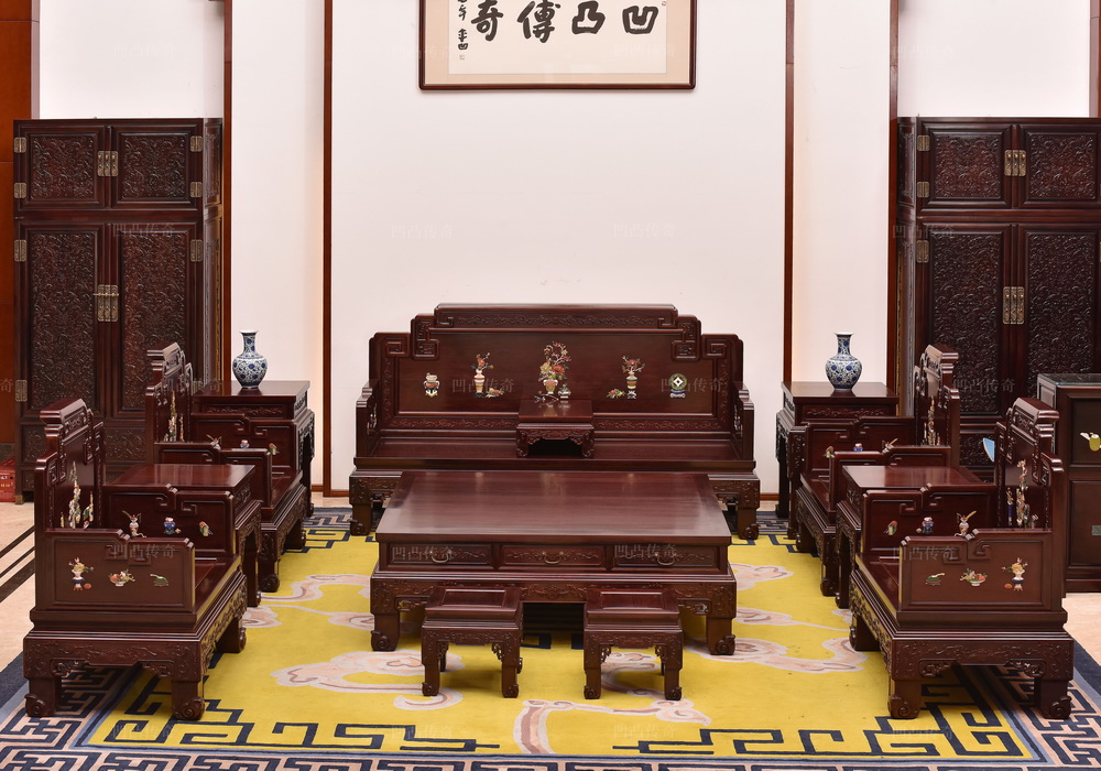 印度小叶紫檀百宝嵌国宾沙发