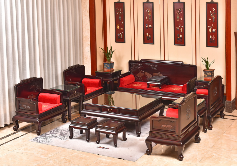 老挝大红酸枝喜乐多福沙发